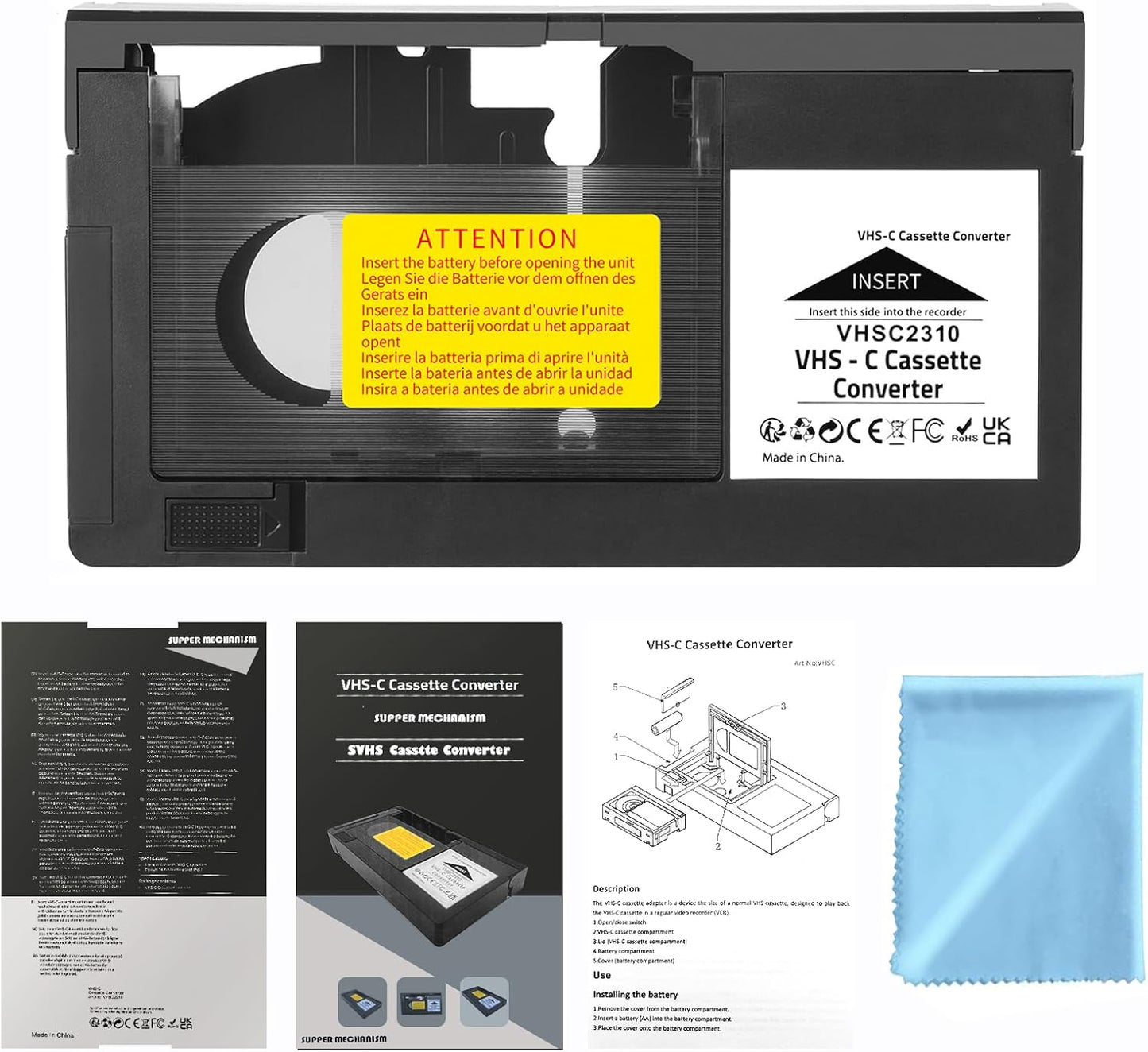 CHEEYYIIE Cassette Cassette 8mm Hi8 VHS-C Adapter Compatible with VHS-C SVHS Camcorders JVC RCA Panasonic Motorized VHS