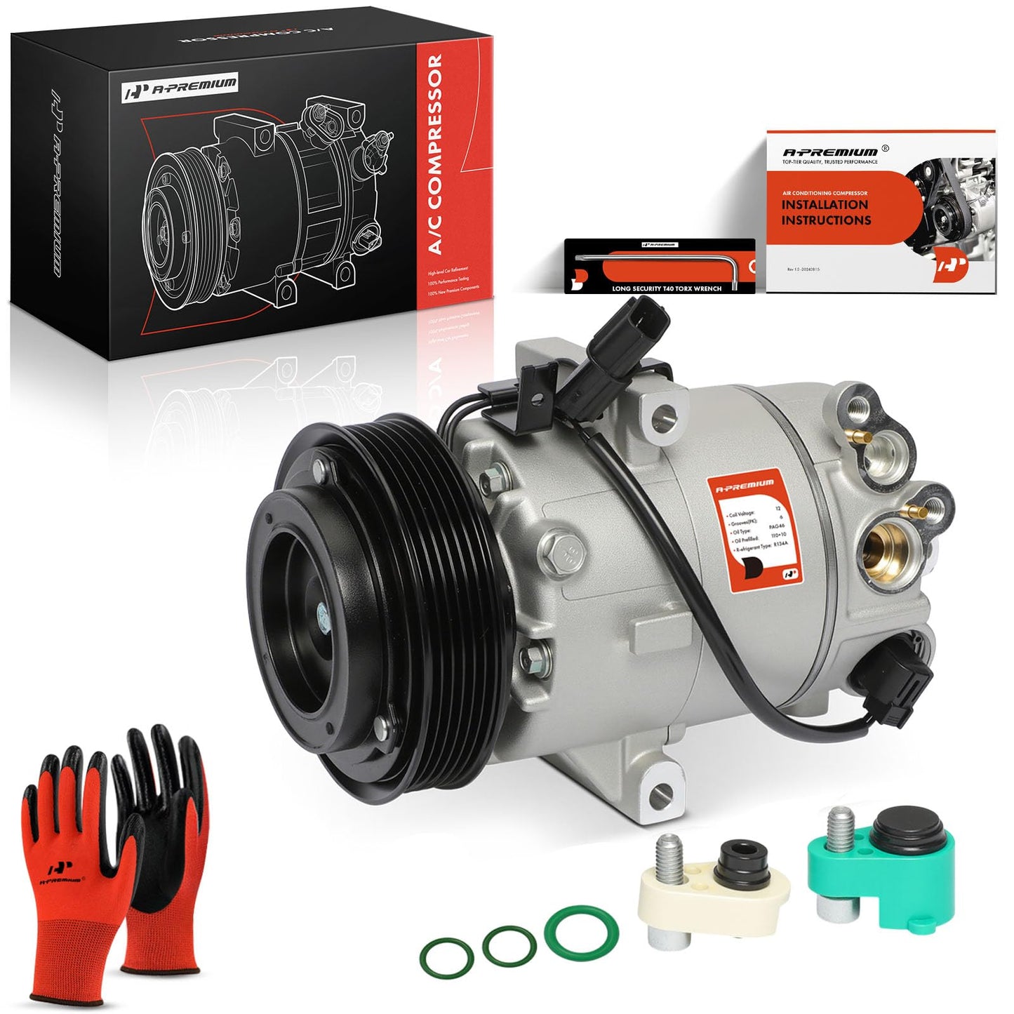 A-Premium AC Compressor with Clutch Compatible with Hyundai Elantra 1.8L 2011-2013, Elantra Coupe 1.8L 2013, with Automatic Temperature Control Only (NOT Manual), with 3-Pin Connector