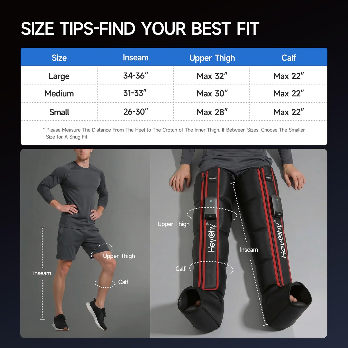 HEYCHY Cordless Leg Recovery Boots, Air Compression Massager System with Sequential Therapy - 5 Pressure Levels for Fast Muscle Recovery, Pain Relief & Circulation - for Athletes, Home Use (Small)