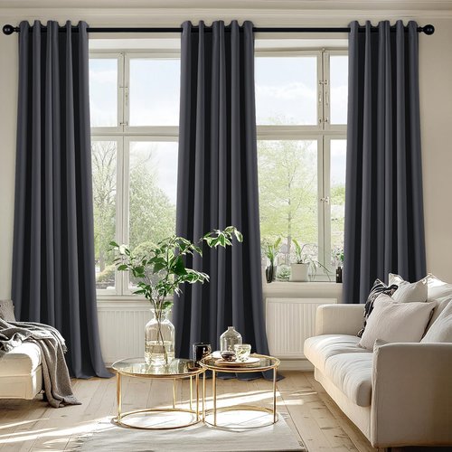 MIULEE Dark Grey Blackout Curtains - Thermal Insulated Room Darkening Drapes | 96 Inches Long, 2 Panels