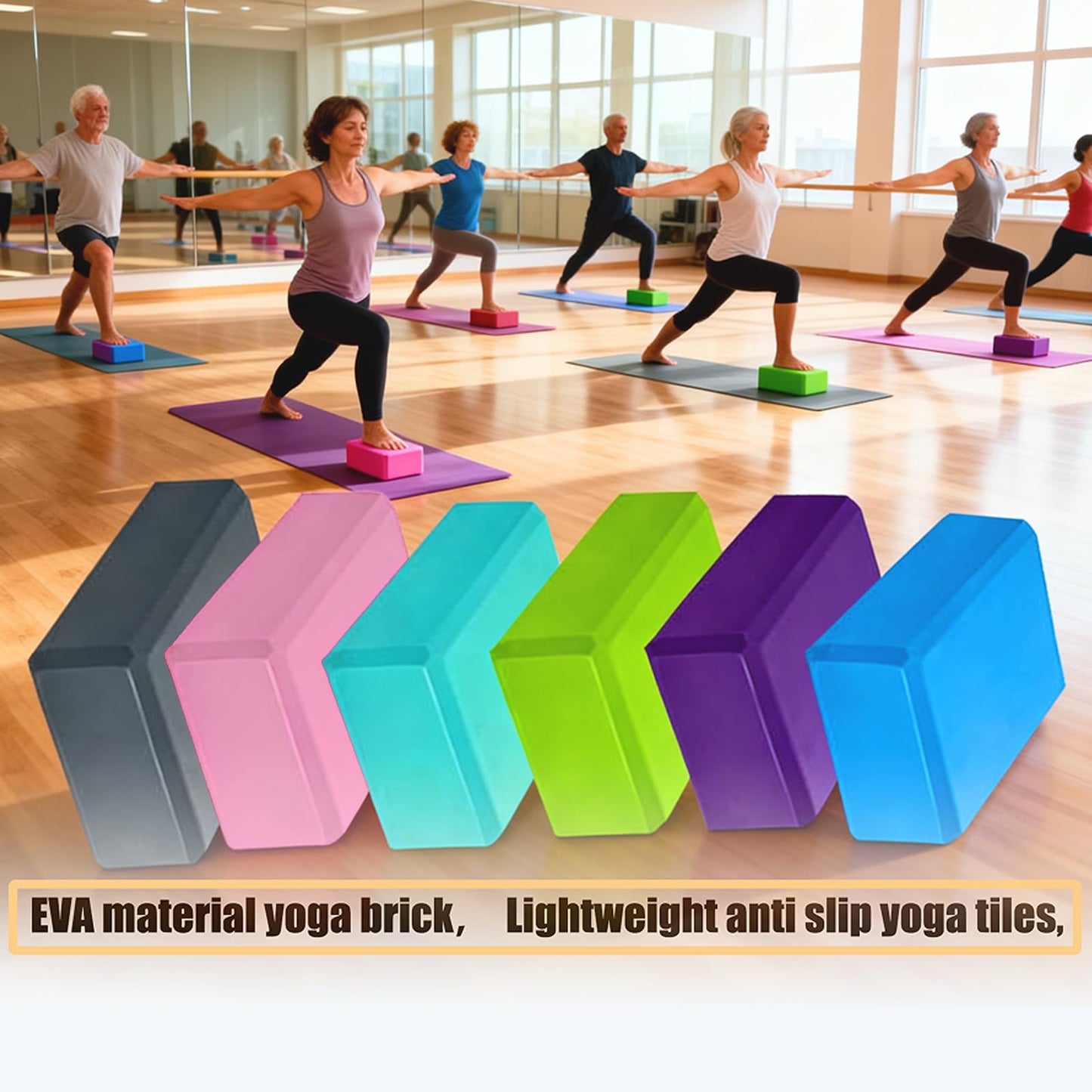 24 Pcs Foam Yoga Blocks Lightweight Non-Slip Supportive Yoga Bricks Yoga Props Accessories for Women Men, Stretching and Meditation (6 Colors)