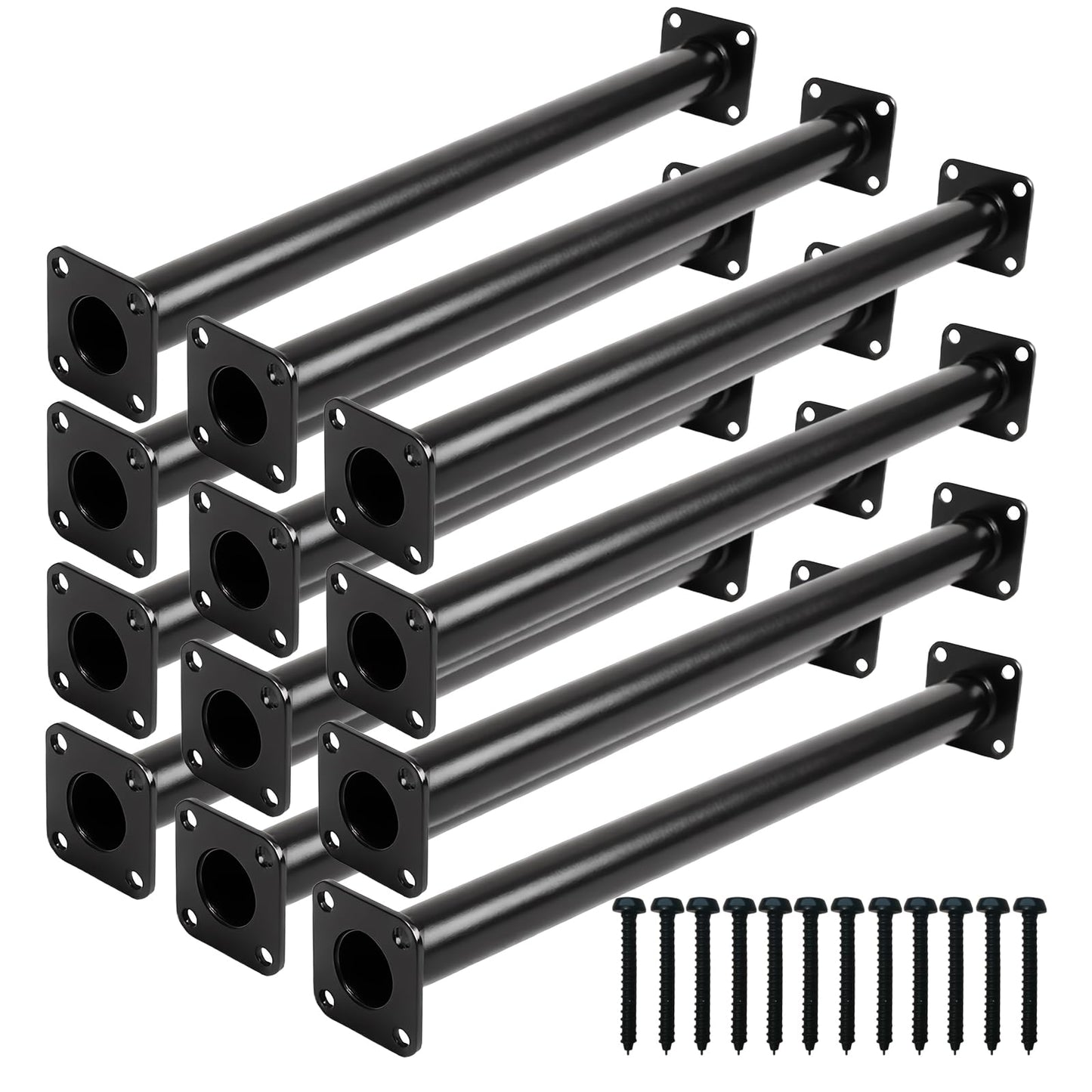 ICokin 16.5" Outdoor Monkey Bars for Backyard - Set of 12, Black Metal Outdoor/Indoor Monkey Bars for Playground Ladder, Climbing or Swing Set - Kit Includes Mounting Plates & Hardware