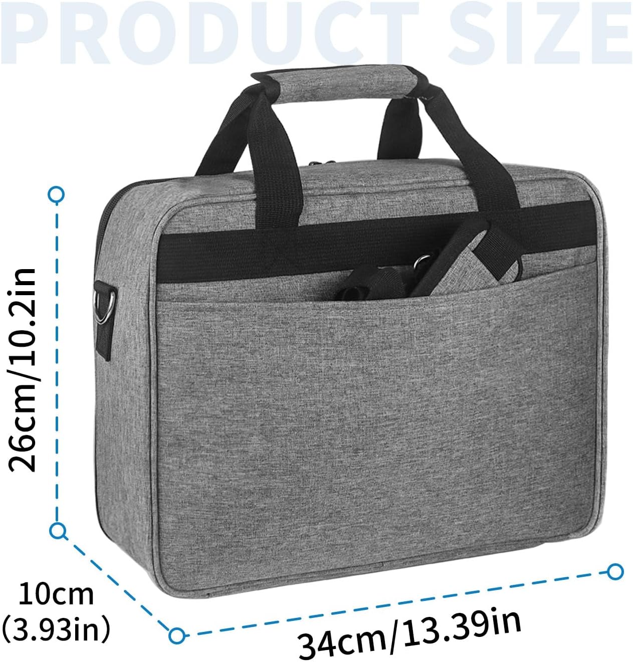 13.4 9.8 3.9in Projector Carrying Case, * * Projector Bag Large Bag with Accessories Pockets Adjustable Shoulder Straps