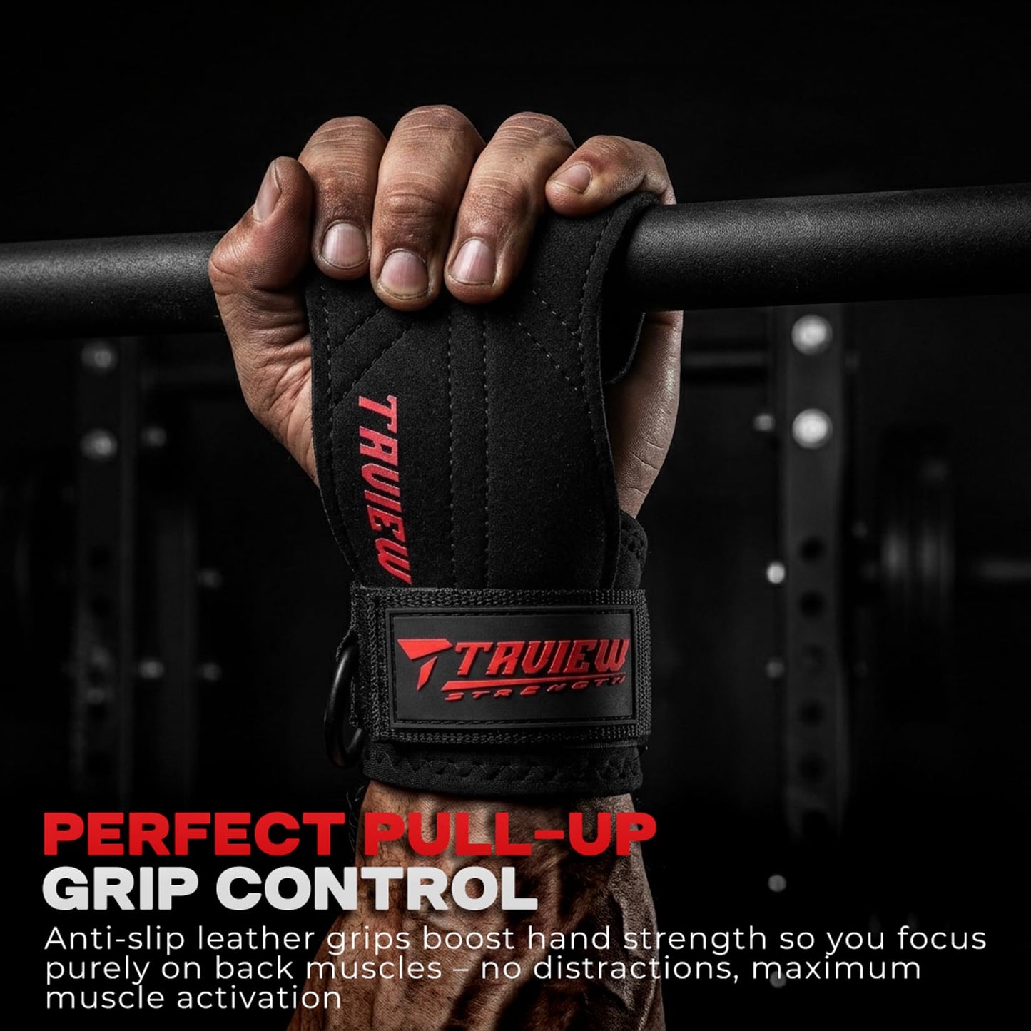 Wrist Straps for Weightlifting With D Ring,Double Layer Leather Wrist Strap For Deadlift And Powerlifting, Adjustable Neoprene Padded Gym Workout Lifting Hooks