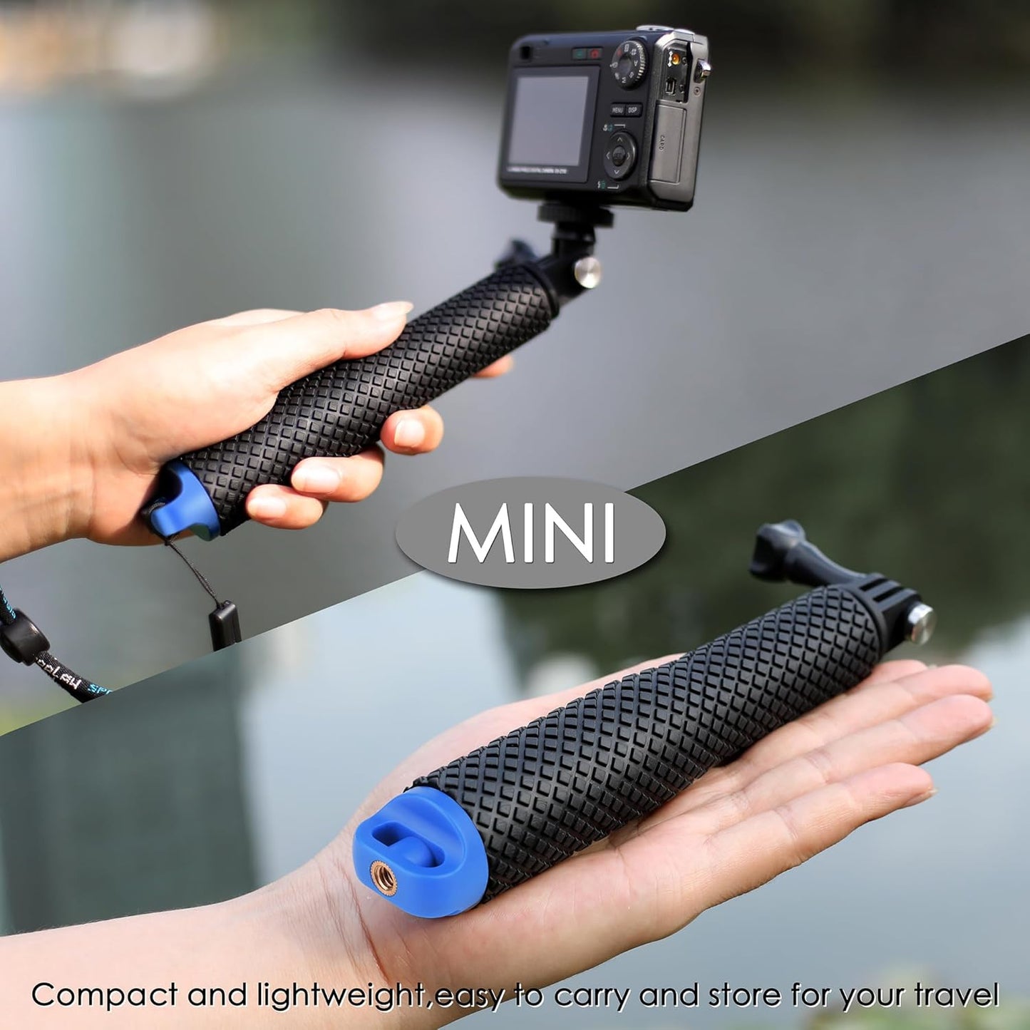 YALLSAME 7''-23'' 13 12 11 10 9 8 7 6/AKASO/DJI 6 5 4 3, Extendable Selfie Stick for GoPro, Waterproof Handle Grip