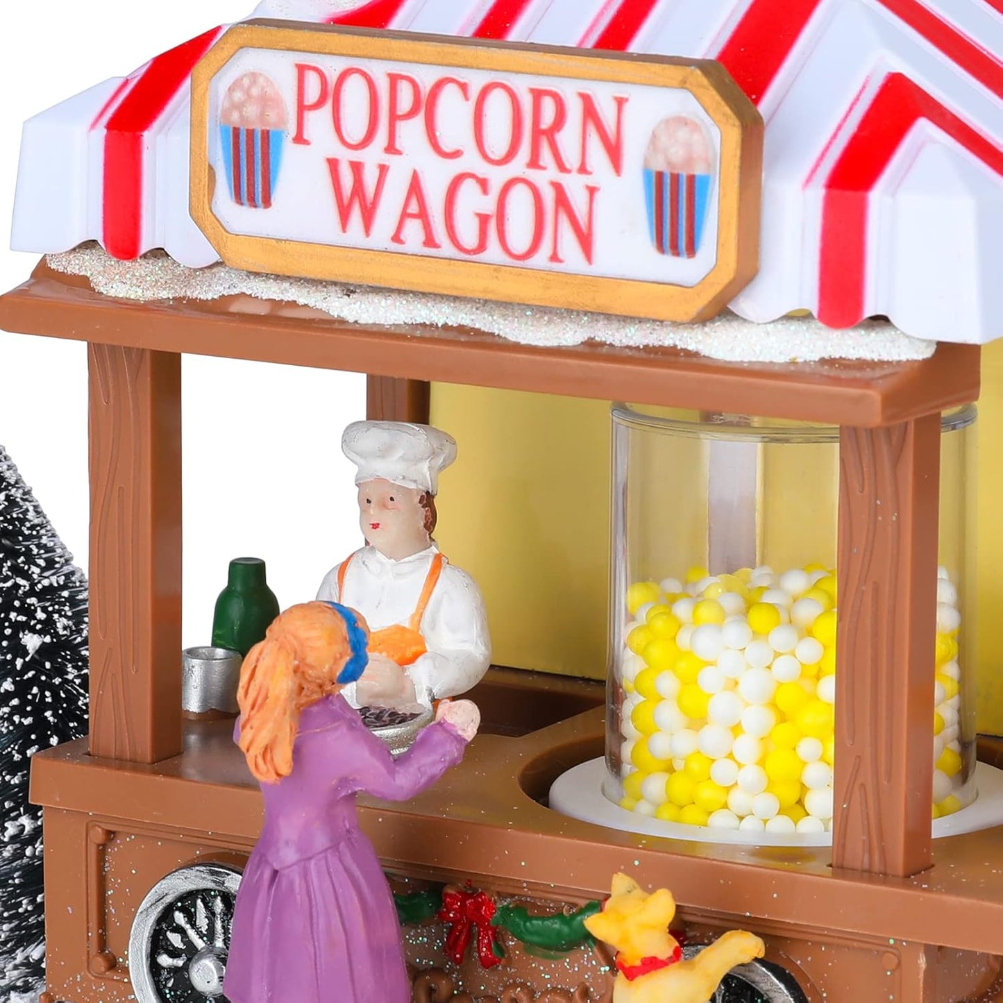 Regine Switzerland Christmas Village Houses - Popcorn House with LED Light & Music | Indoor Xmas Decor