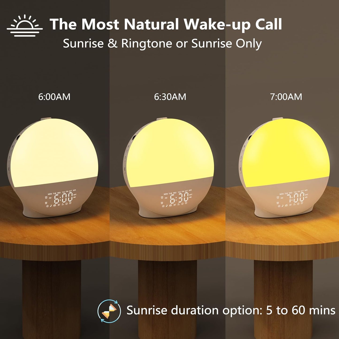 2025 17 5W 22 Upgraded Wake Up Light Sunrise Alarm Clock for Bedroom, Nightlights, Sound Machine with Bluetooth
