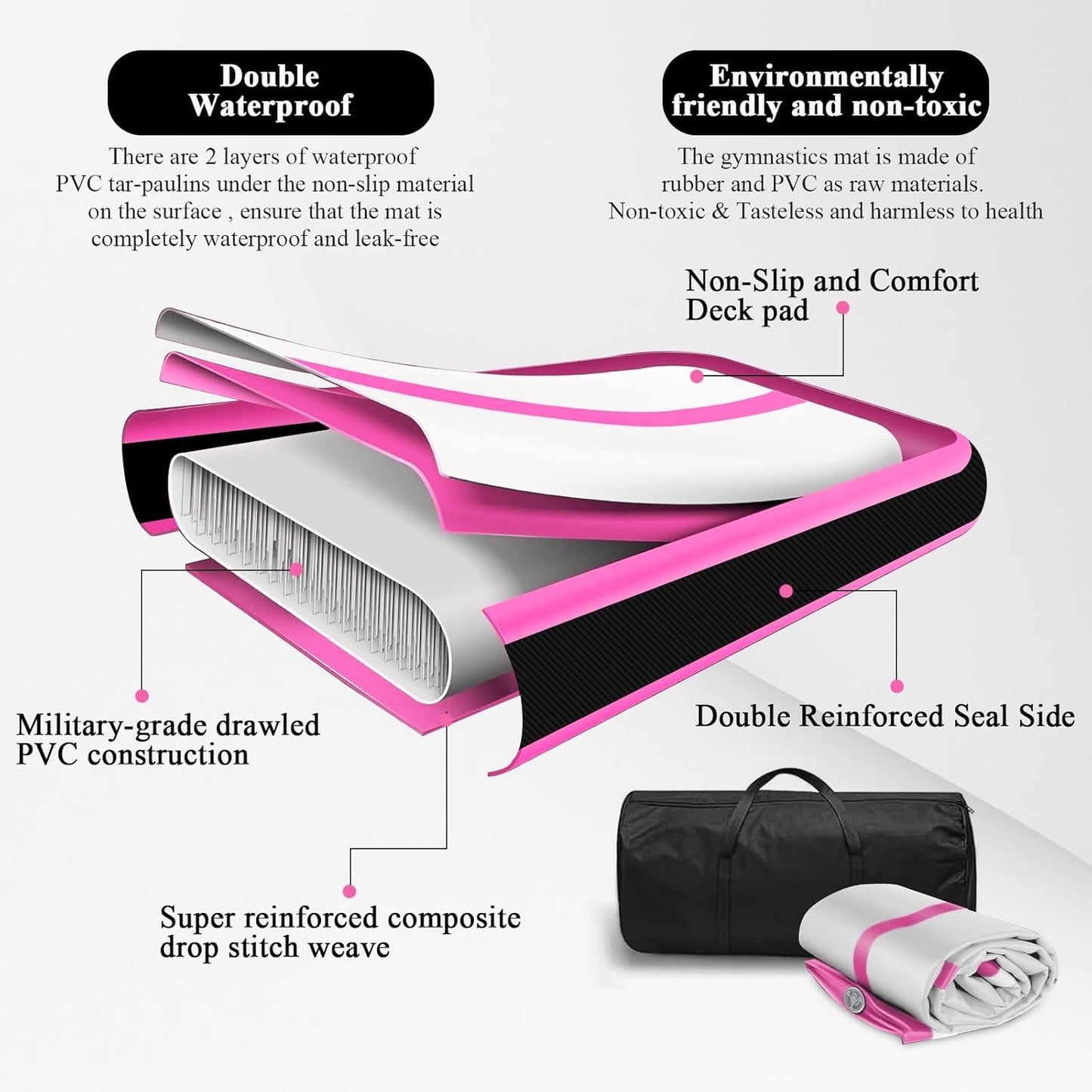 Estgora Gymnastics Mat For Tumbling 6.6ft Tumble Track 4 Inch Thick Inflatable Gymnastic Training Equipment For kids At Home Gym Cheerleading with Electric Pump
