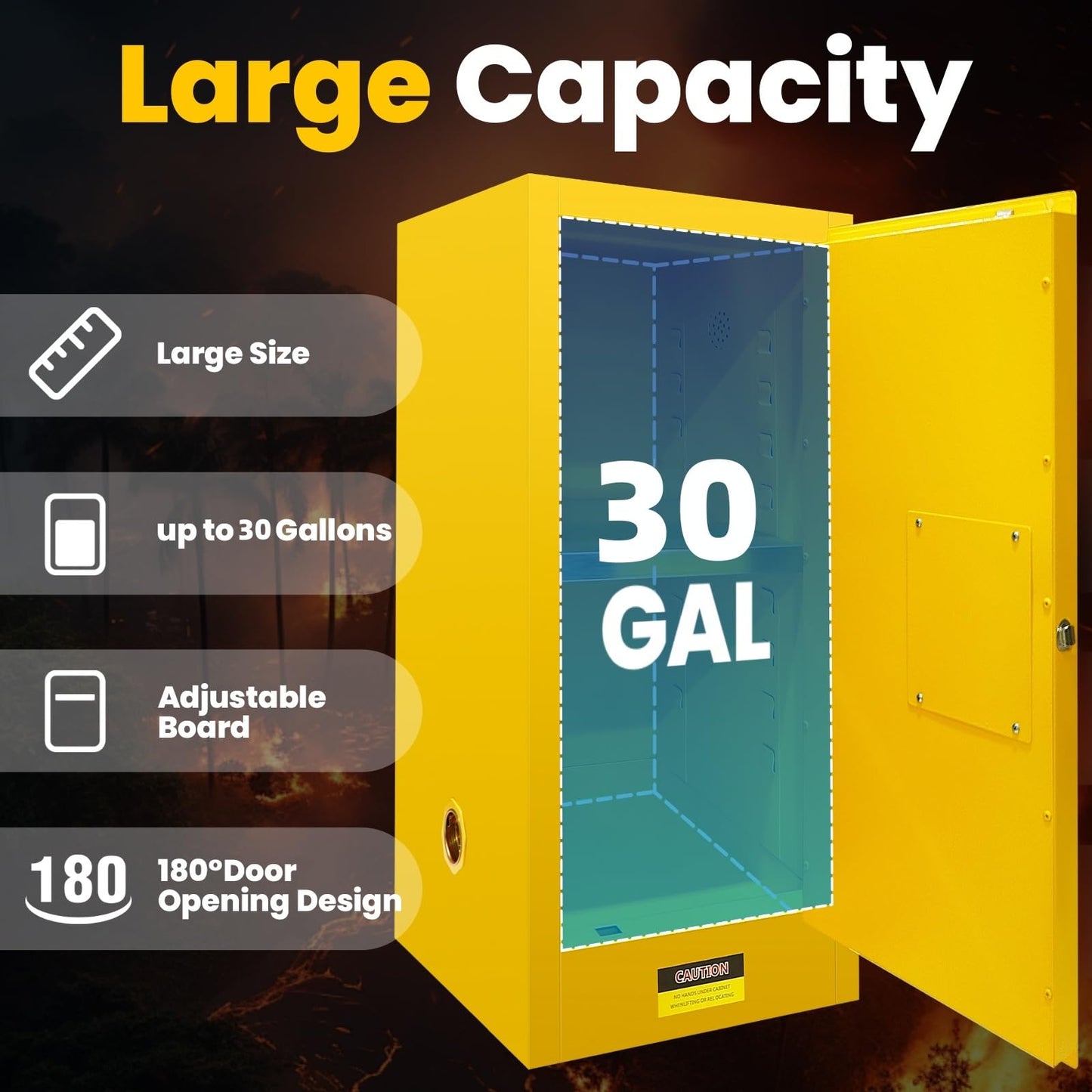 30 Gallon Flammable Storage Cabinet 35"x21"x21", Galvanized Steel, Flammable Safety Cabinet with Adjustable Shelf for Industrial and Home Use