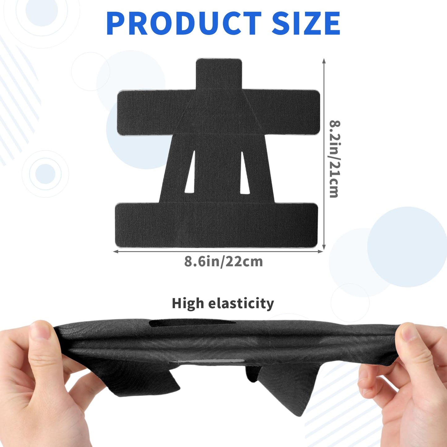 15PCS Kinesiology Tape for Shoulder, Kinesiology Tape Precut Strips for Shoulder Support Support & Stability, Waterproof Breathable Elastic Sports Shoulder Tape for Pain Relief, Athletic Tape, Black