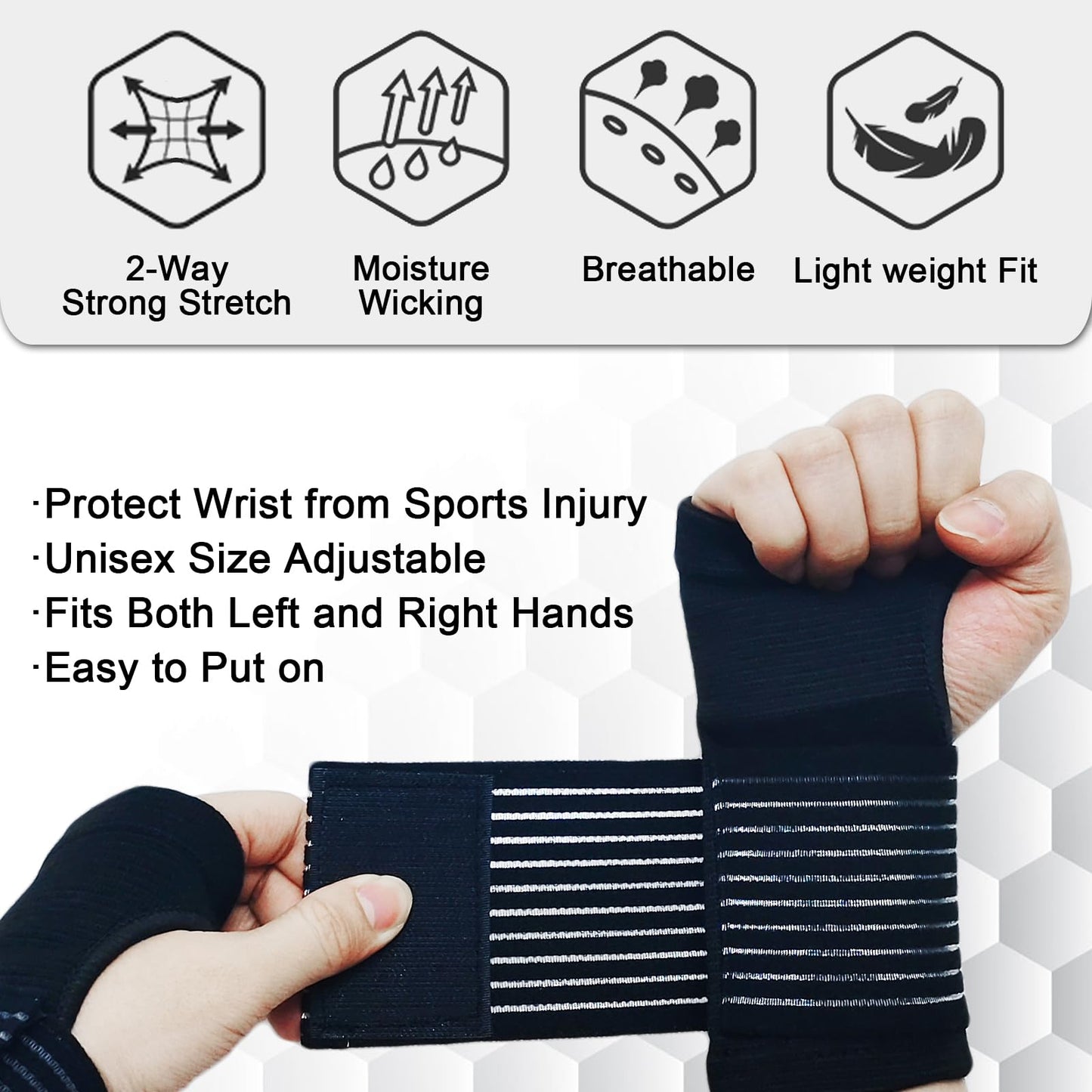 WOXVM 2 Pack Wrist Brace, Compression Wrist Support Splint for Women Men, Adjustable Wrist Strap Compression Wraps Fit Right Left Hand for Fitness, Carpal Tunnel Arthritis, Tendonitis, Wrist Pain