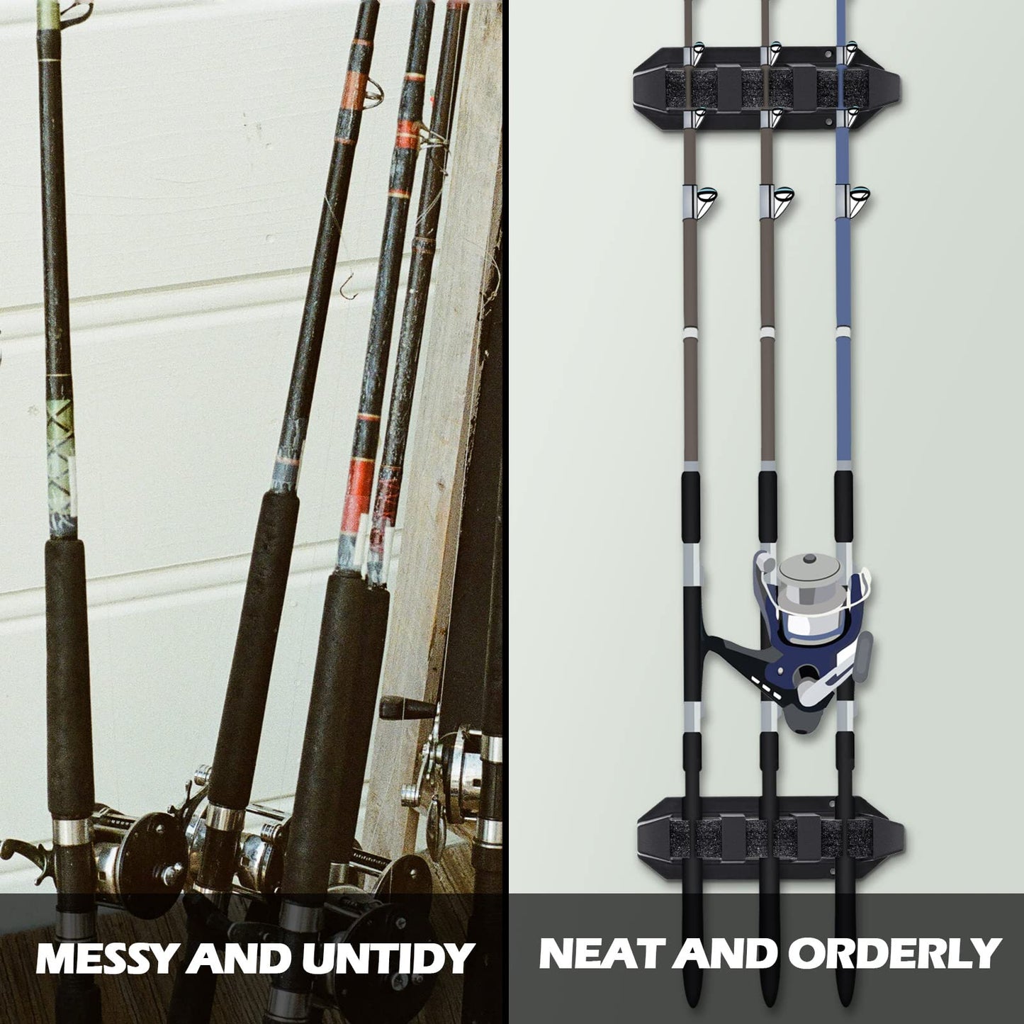 Sratte 4 Pcs Rod Holders for Fishing Boat Wall Mount Fishing Pole Holders Horizontal EVA Foam Garage Rod Rack Summer Boat Accessories for Men Gifts