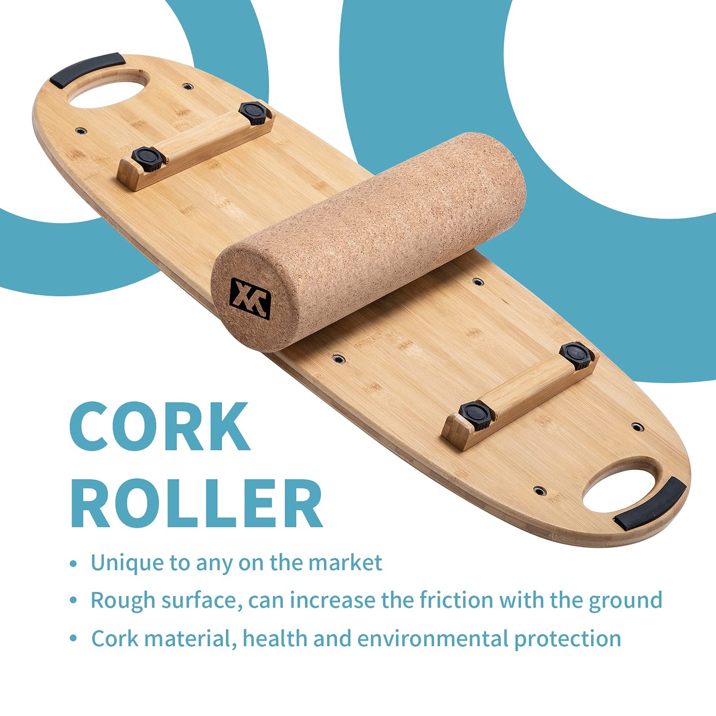 XCMAN Balance Board Surf Trainer with Adjustable Stoppers - 3 Different Distance Options Bamboo Balance Board for Surfing, Snowboarding, Skiing, Skateboarding, Yoga Training