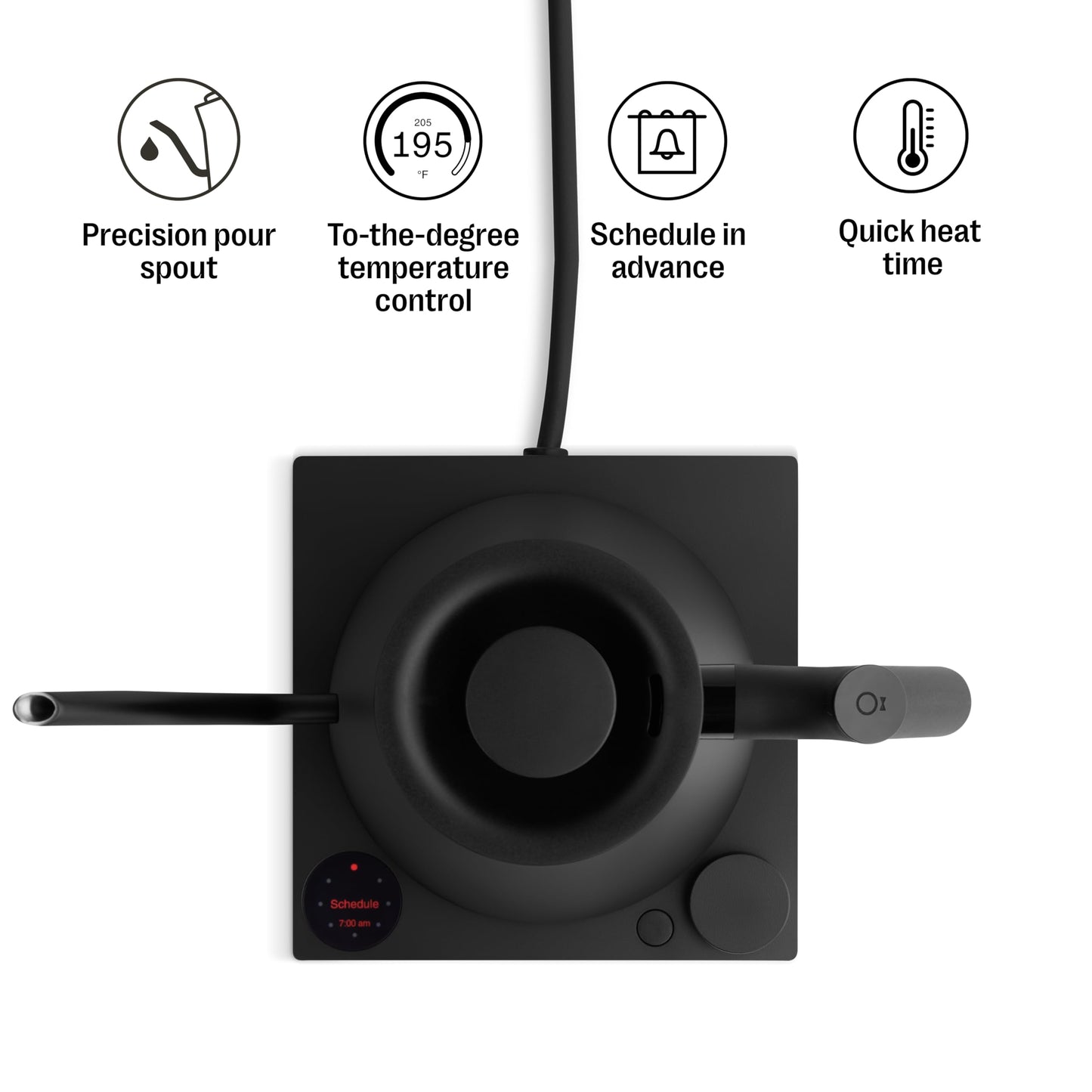 Fellow Stagg EKG Pro Electric Gooseneck Kettle – Precise Temperature Control, Quick Heating, Brew Timer, Scheduling, Stainless Steel, Pour-Over Coffee - 0.9L, Matte Black
