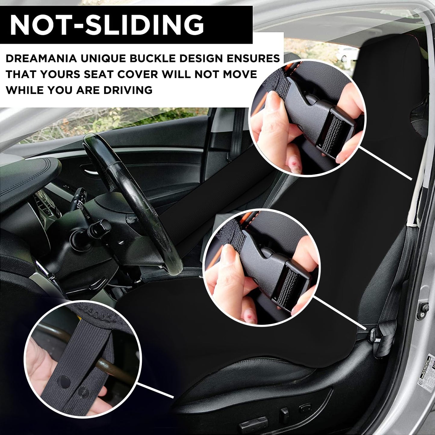 DREAMANIA Waterproof Seat Cover, Upgraded Sweat Carseat Protector, Perfect for Universal Anti-Slip Car Truck SUV Seat, Ideal for Surfing Yoga Gym Workout, Black