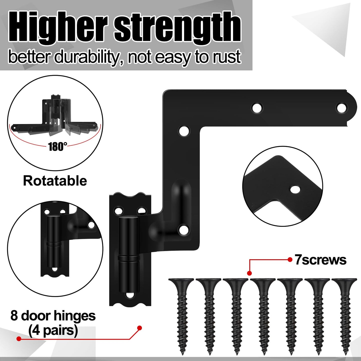 Moxweyeni 16 Pack (8 Pair) Steel Blind Shutter Hinge 1-1/16" Black Wrought Iron Shutter Hardware Lift Off Pintle Reversible Hinges for Heavy Duty Wood Frame, Brick, Doors, Window (Black)