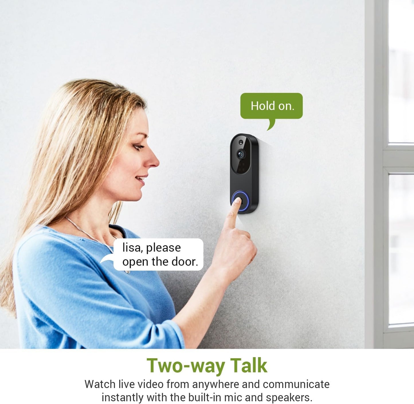 Lunelyx 1080P 2.4G Wireless Video Doorbell Camera, Outdoor Surveillance Cameras, FHD Live View, Cloud Storage, AI Human