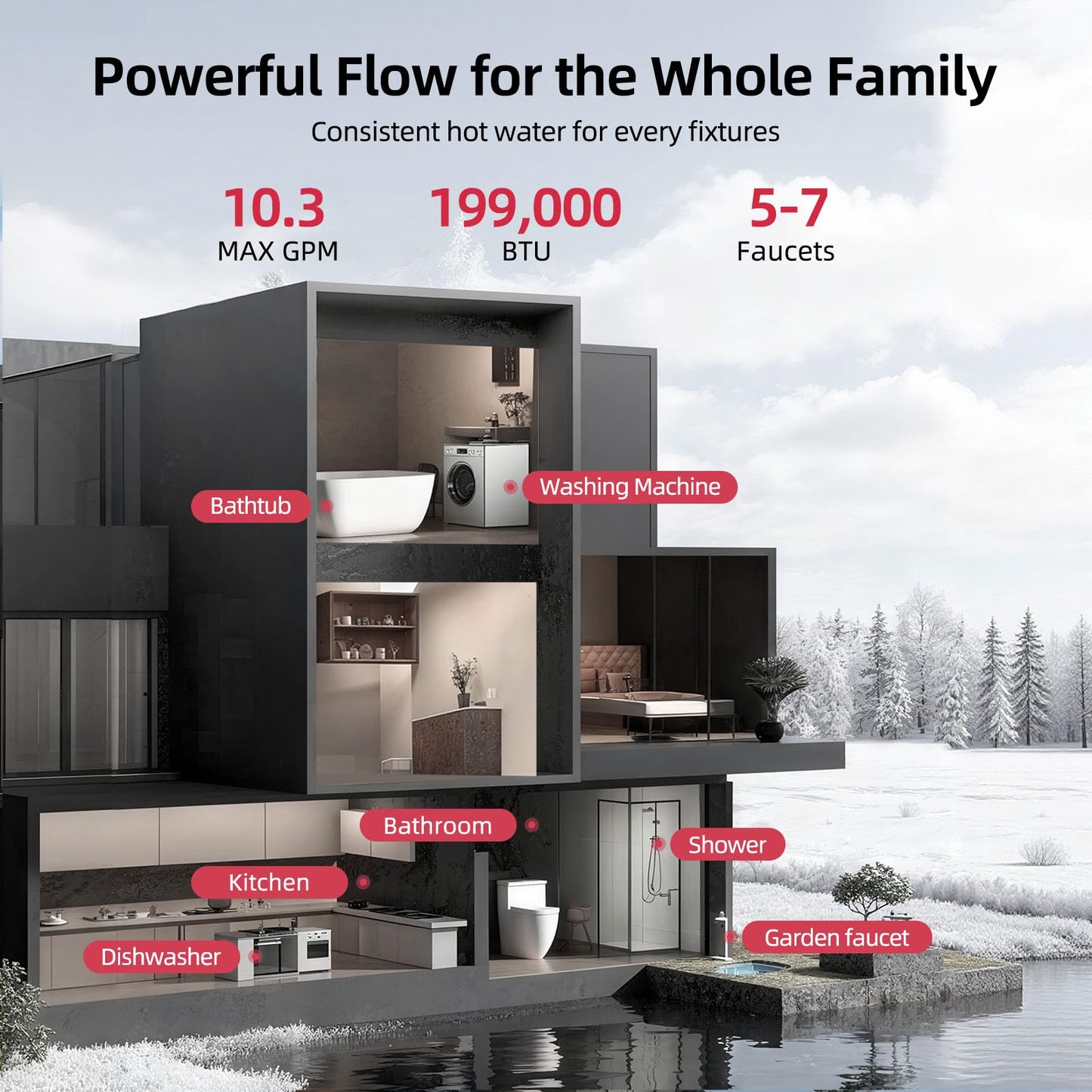 MIZUDO Tankless Water Heater Propane, 199,000 BTU, Indoor Installation, Max 10.3 GPM, WiFi&APP Control, CSA Certified Non Condensing, High Efficiency for Large Families Residential Whole House