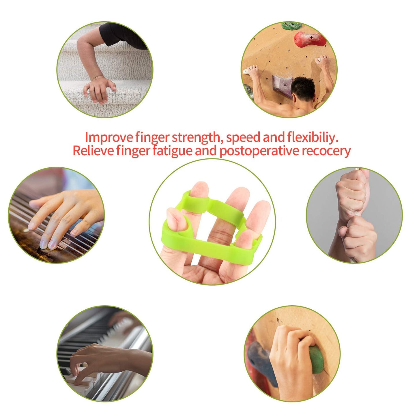 3 Pcs Hand Grip Strength Balls with 2 Pcs Finger Strengthener, Wrist Grip Strengthener Trainer, Stress Relief Balls Trainеr Hand Balls, Hand Exerciser Squeezer for Adults Hand Workout