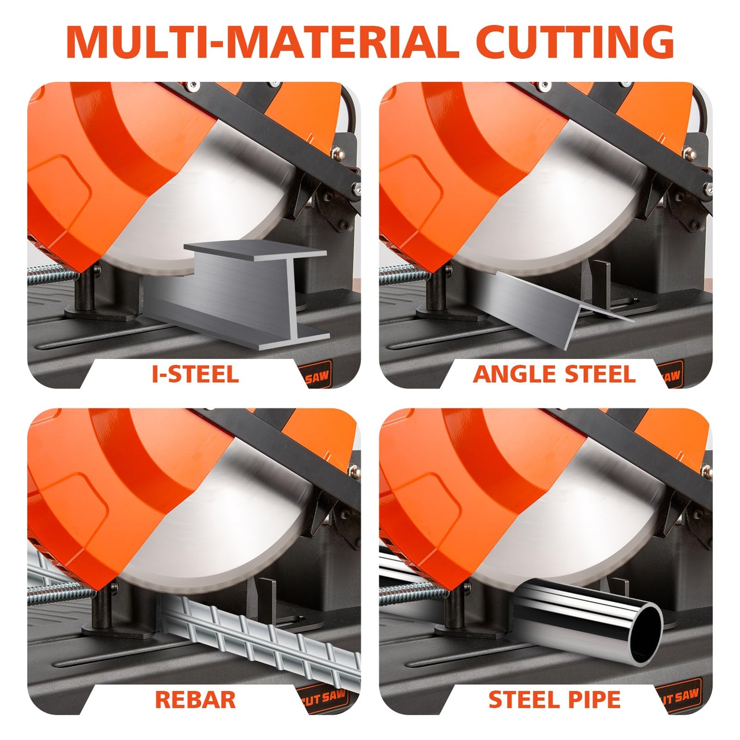 DJBL 14" 3500w Brushless Cold Cut Saw,Dry Cut Saw Cutting Speeds Changeable,Brushless Motor Metal Cut Chop Saw with 66 Teeth Ferrous Metal Cutting Blade,45 Degree Adjustable