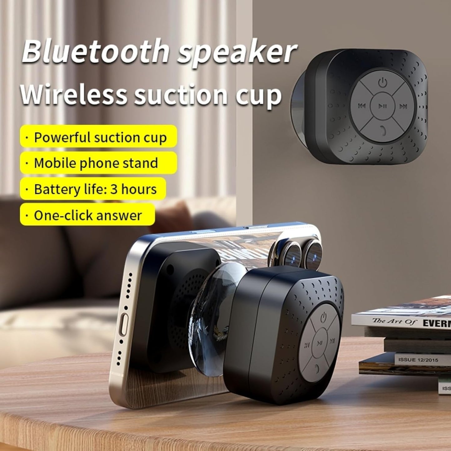 Densleonis Portable Bluetooth Shower Speaker, Wireless Water-Resistant Speaker with Suction Cup Bathroom Speaker
