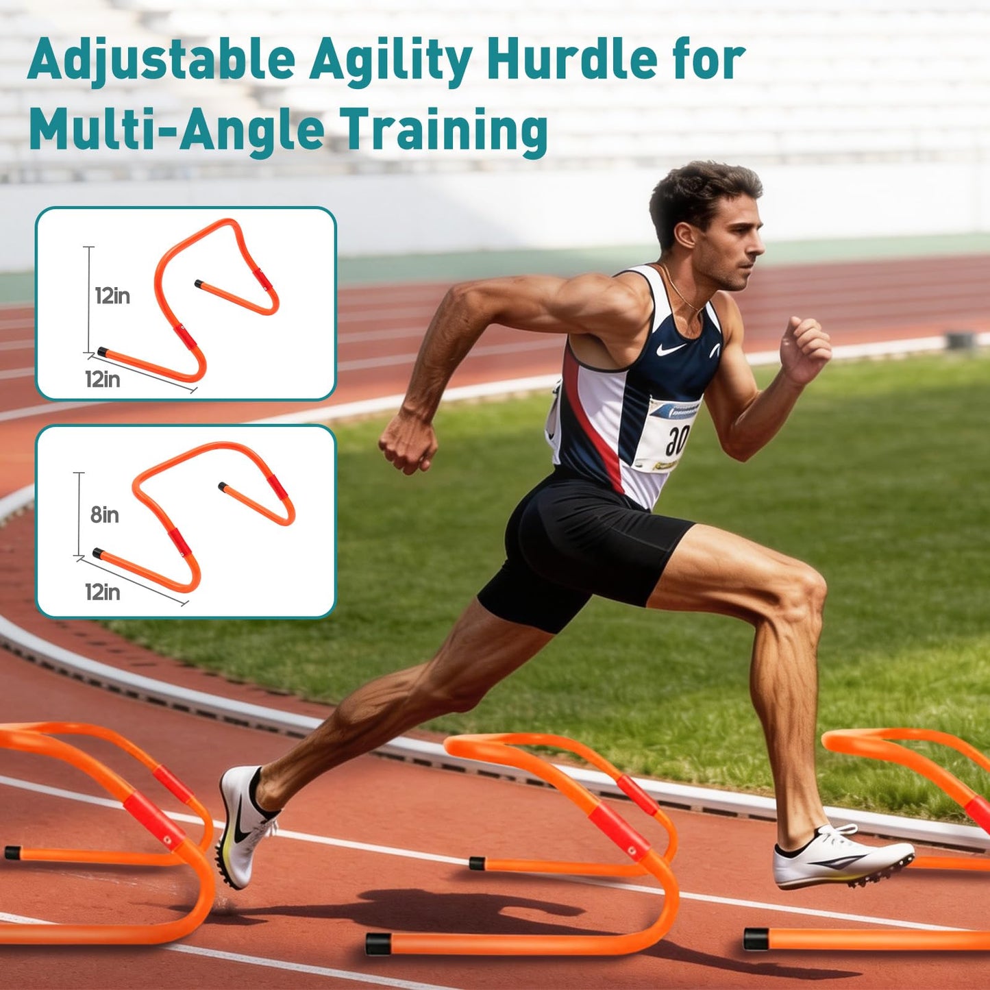 OLIXIS Agility Ladder, Soccer Training Equipment Set, 20 ft Speed Ladder, 12 Soccer Cones, 4 Agility Hurdles, Jump Rope, Resistance Parachute Agility Training Equipment for Kids, Youth, Adults, Orange