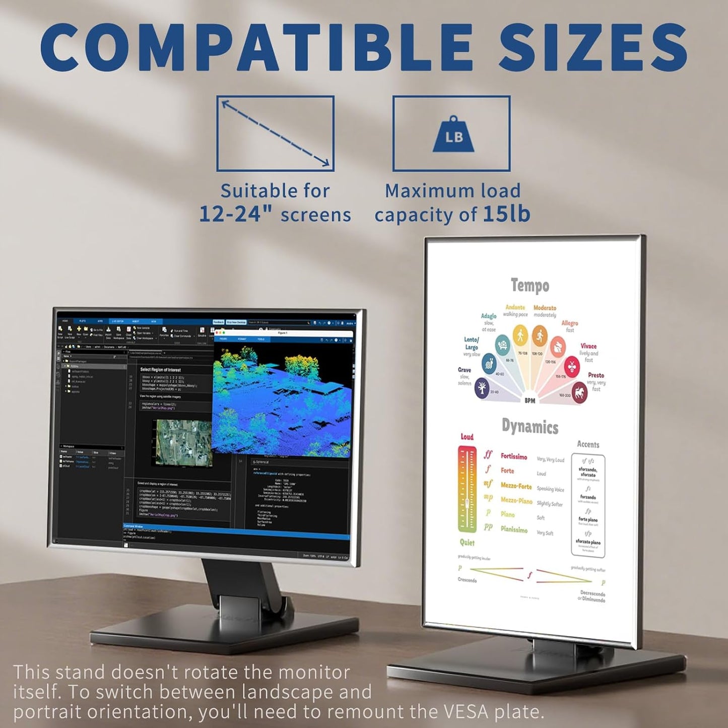 Bestoct 12-24" 75x75mm 100x100mm Low Profile Monitor Stand, LCD TV Foldable Mount for Desk, Lay Flat Stand for Screens