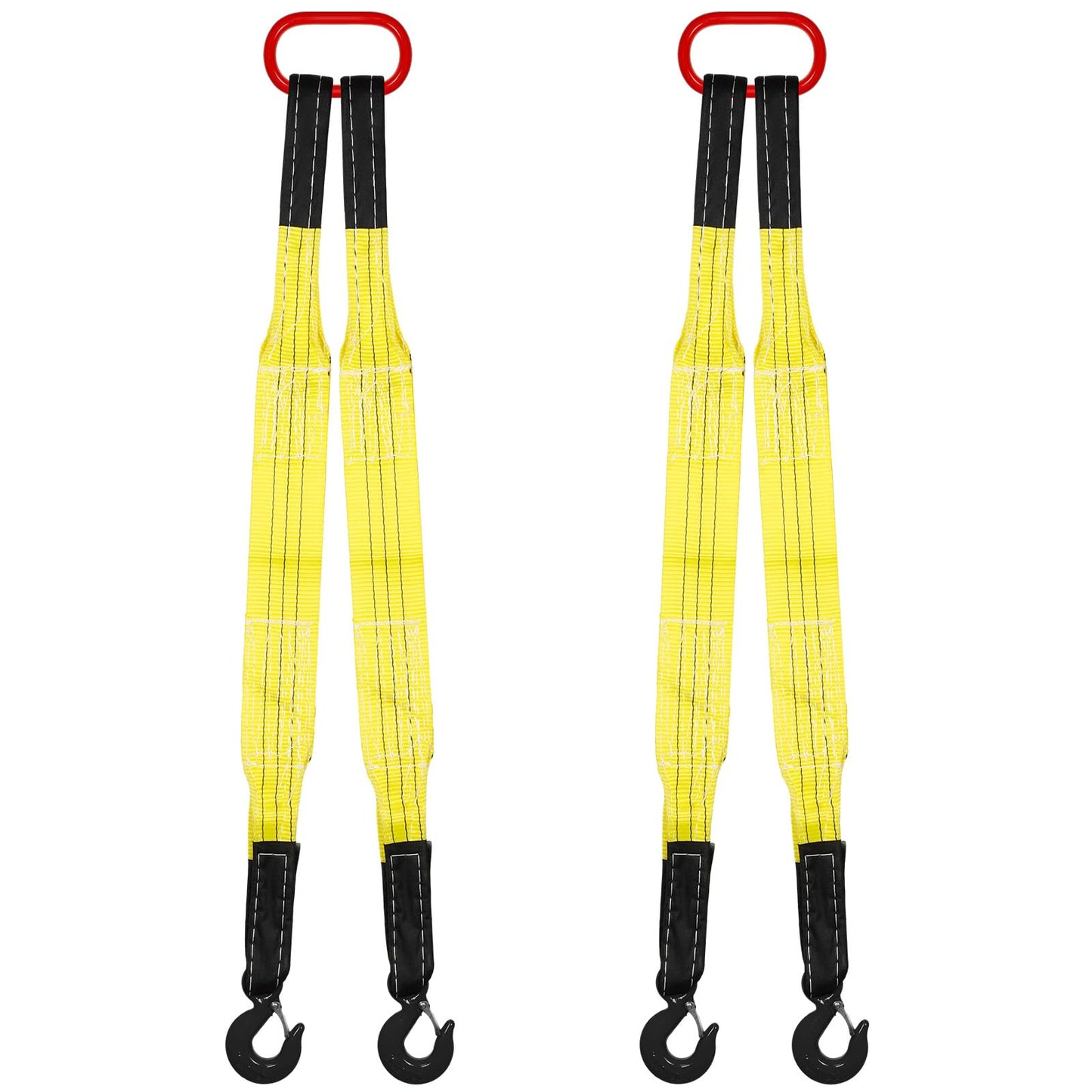 Maasechs 2 Pack Lifting Slings Straps with Hooks Web Slings Capacity Polyester Bridle Sling Heavy Duty Two Leg Lifting Straps for Engines Cranes Hoists Truck (3.3ft,Yellow)