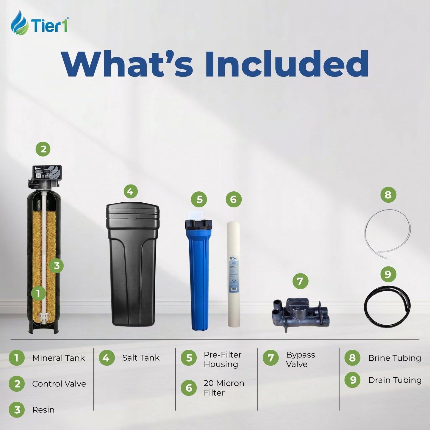 Tier1 Whole House Water Softener System 48,000 Grain Capacity | High Efficiency Design with Ceramic Control Valve | Preloaded 1.5 Cubic Foot Resin Mineral Tank | Home Filtration System