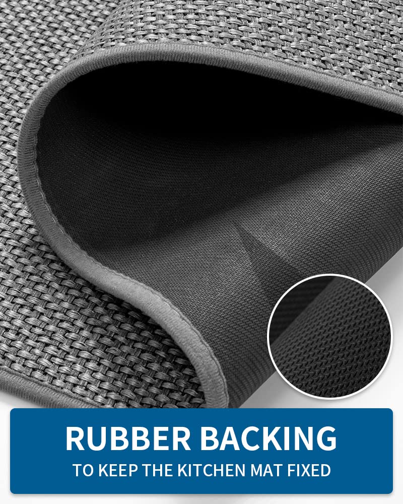 MontVoo Kitchen Rugs and Mats Non Skid Washable, Absorbent Runner Rugs for Kitchen, Front of Sink, Kitchen Mats for Floor (Dark Grey, 20"x70")