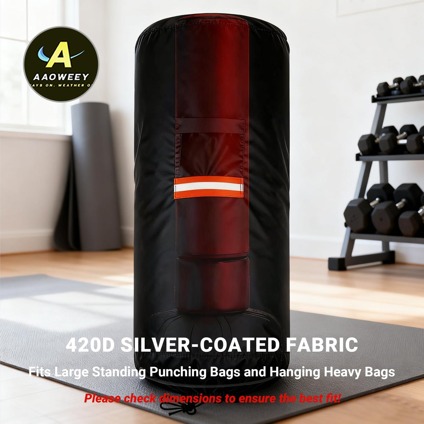 AAOWEEY Free Standing Punching Bag Cover Outdoor Waterproof 420D Oxford Fabric, Full Protector for Boxing Dummy and Stand, Heavy Duty Cover Design for Large Heavy BOB Punching Bag 70" H x 28" D