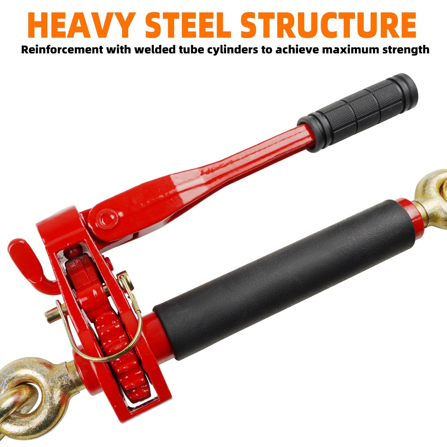 ENJ 2 Pack Folding Handle Load Binder, 7100 lbs WLL, w/ 5/16"-3/8" Grab Hook & 2 ft G70 Chain with Dual G70-1/2" Sling Hooks, for Truck Tie Down, Hauling, Towing, Logging