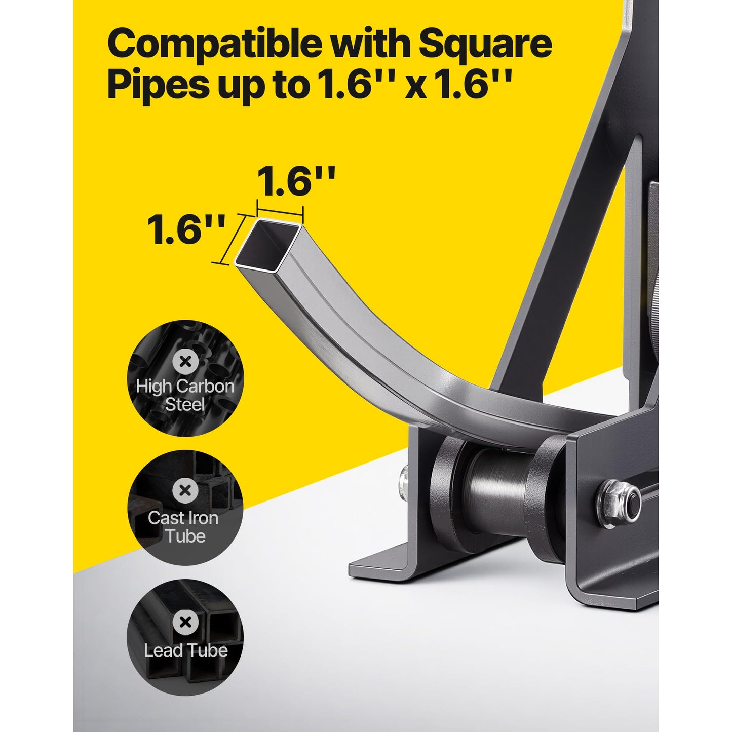 Mophorn 1-1/2" Tubing Rolling Bender Manual Square & Rectangular Tube Bender 14 Gauge Roller Tubing Roller Flat Bar Bender For Mild Steel Cooper & Aluminum