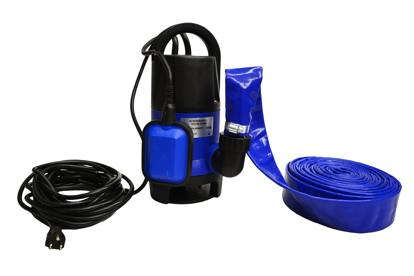 EZ Travel Collection Submersible Drain Pump and 25' Water Hose, Sump Pump Kit for Pools, Hot Tubs, Water Tanks, Ponds, and More (2,000 GPH)
