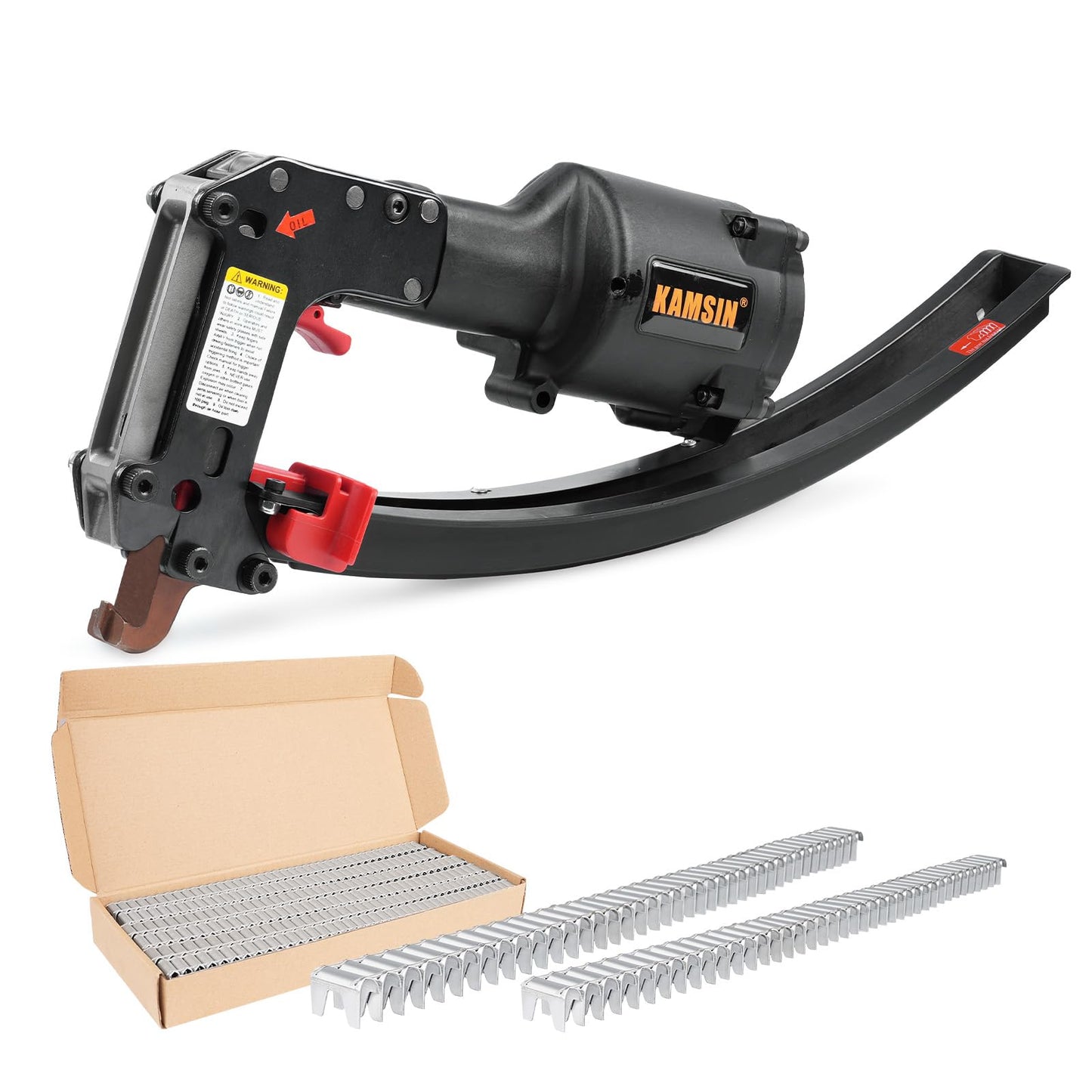KAMSIN SM66T Pneumatic Clinching Clipper with 1120 PCS Galvanized CL-72 Clinch Clips for Spring Mattress, Car Seat