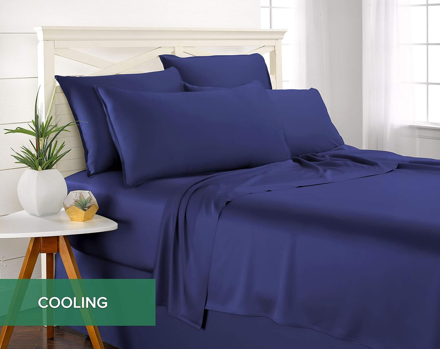 Pure Bamboo Twin Sheets - Luxuriously Soft & Cooling 100% Organic Viscose Bed Set | Cobalt Blue, Double Stitching