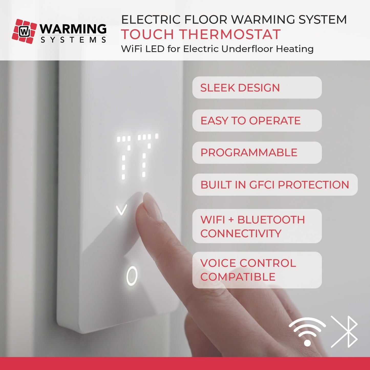 Warming Systems - 150 Sqft Electric Radiant Floor Heating Cable Kit – 120V Heated Tile Floor System with UWG5 Programmable Thermostat, Sensor, Installation Monitor & 25 Year Warranty, Made in the USA