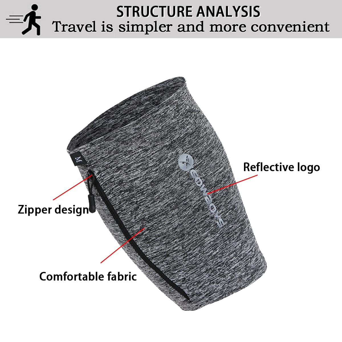 RAKSONIC Running Phone Armband for Men Women,Universal Arm Bands for Phones Below 8 Inches,Waterproof Cell Phone Armband for Hiking,Running,Cycling,Climbing(Grey L)