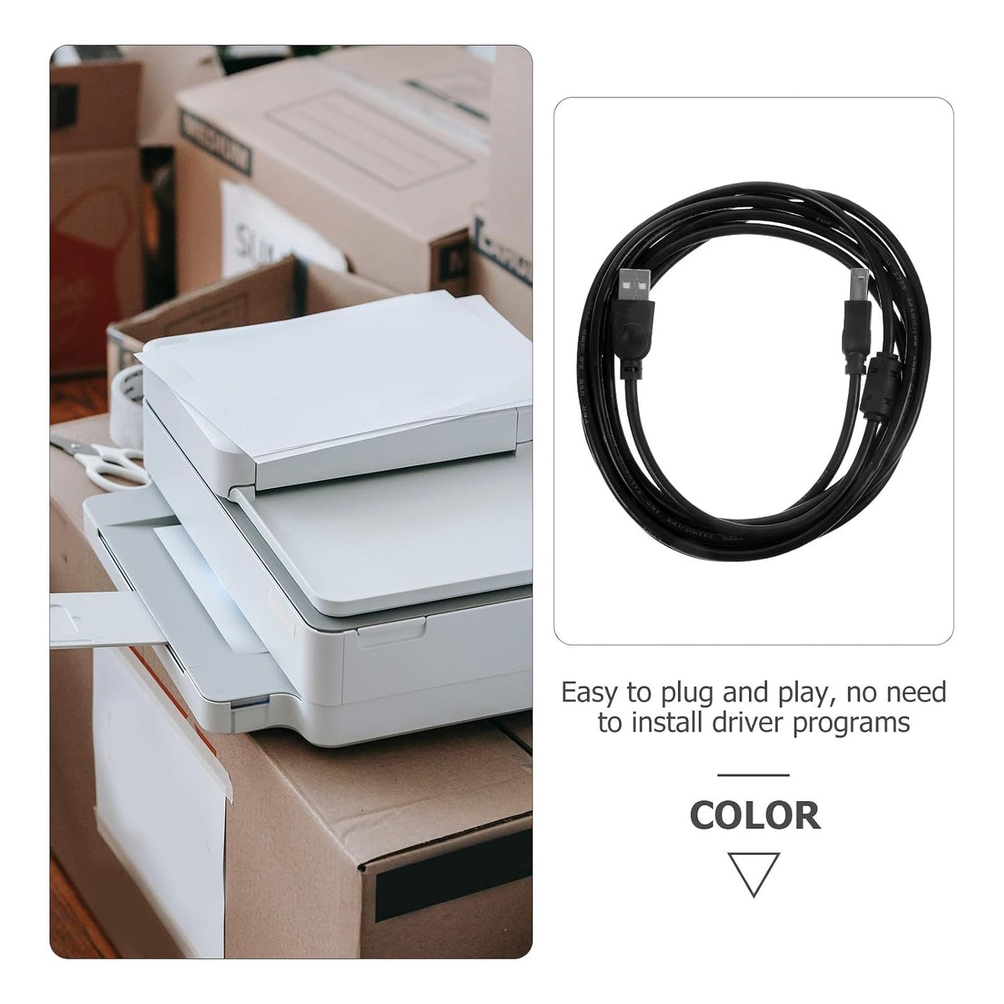 Generic 2.0 3 USB Printer Cable Meter Black for Computer Fax Machine Copier Office Printing Supply