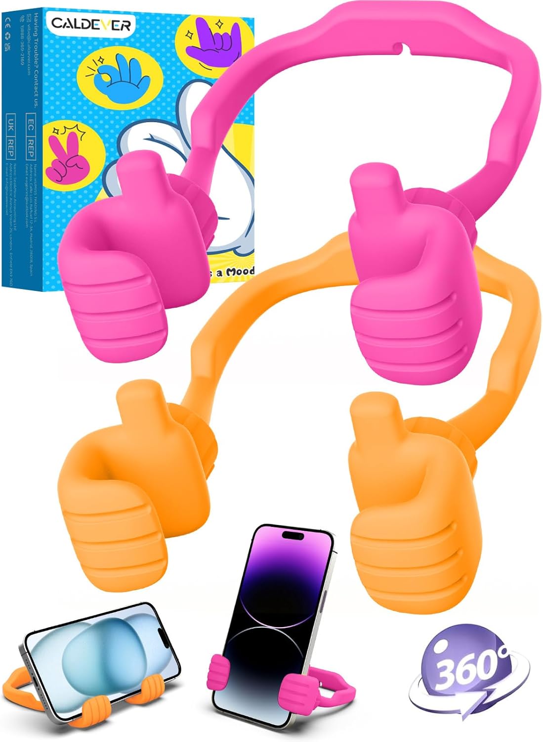 CALDEVER Gifts for Mothers Day Teens Girls Boys Kids Adults Gifts Cell Phone Stand: UPGRADE Adjustable Thumbs Up Lazy