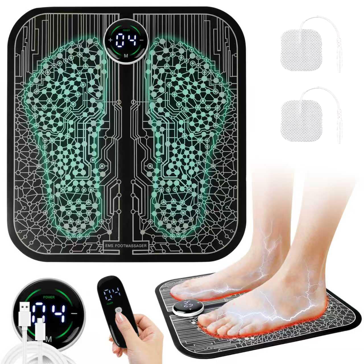 VFU Transcutaneous Electrical Nerve Stimulator for Pain Relief, EMS Foot Massager for Increase Local Blood Circulation,EMS Foot Stimulator Temporarily Reduce Lower Extremity Pain.