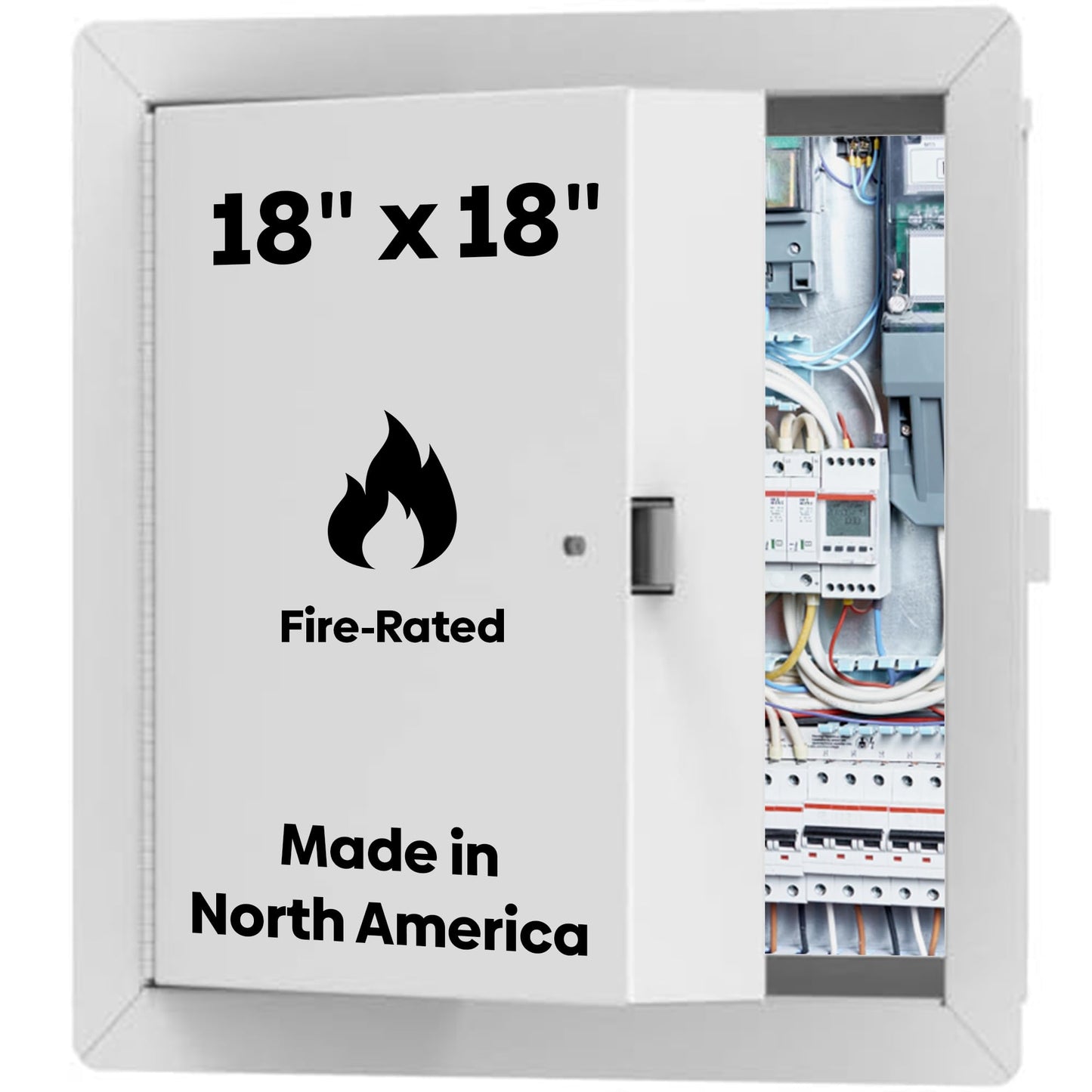 Best 18" x 18" Insulated Fire Rated Metal Access Door with Flange – 20-Gauge Galvanneal Steel Wall Access Panel, 2" Mineral Wool Insulation, White Powder-Coat Finish, LEED Compliant, BA-FRI