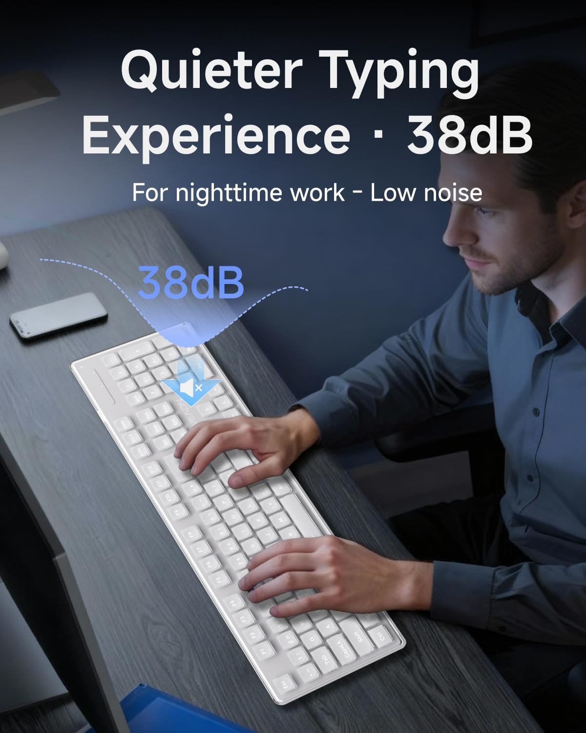 SEUNKWANG GX710S EWEADN Backlit Computer Keyboards, Wired USB Keyboard with White Backlit, Metal Panel, Plug and Play