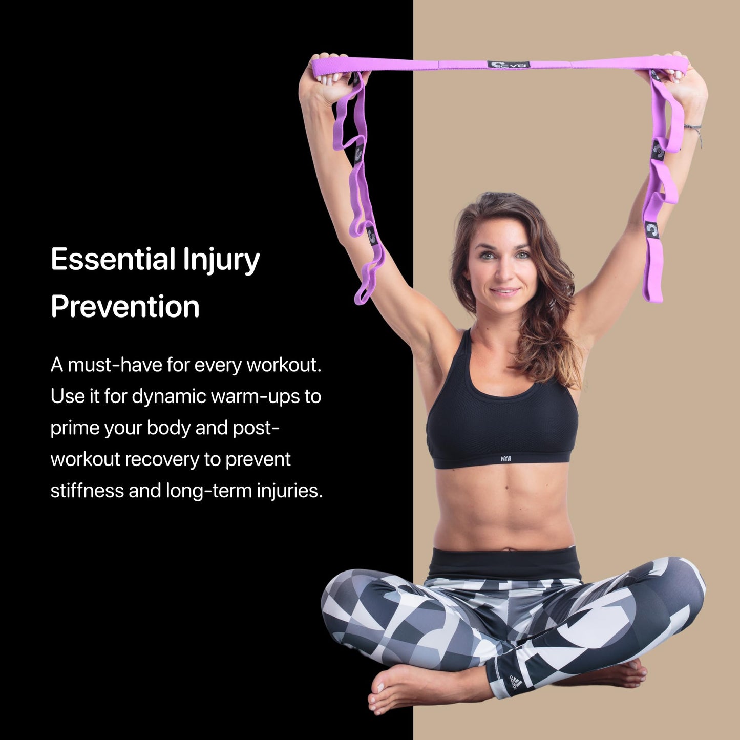 Stretching straps yoga strap for physical therapy | Exercise Stretch Bands for Seniors | Yoga Equipment | PT Stretching Strap for Recovery | Foot Stretch Out Straps for Flexibility | Purple