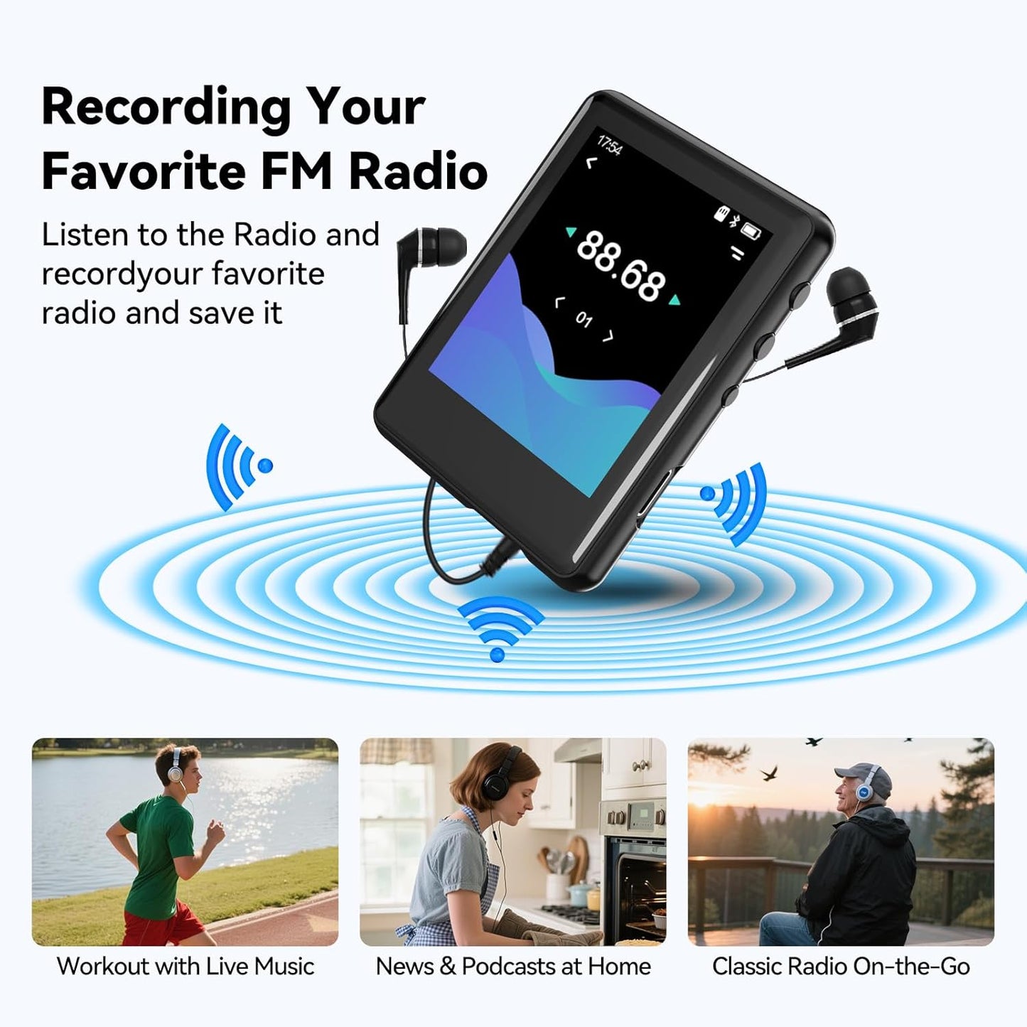 Colorcool MP3 5.4, 512GB Player with Bluetooth Touch Screen Music Player with Speaker, FM Radio, Voice Recording