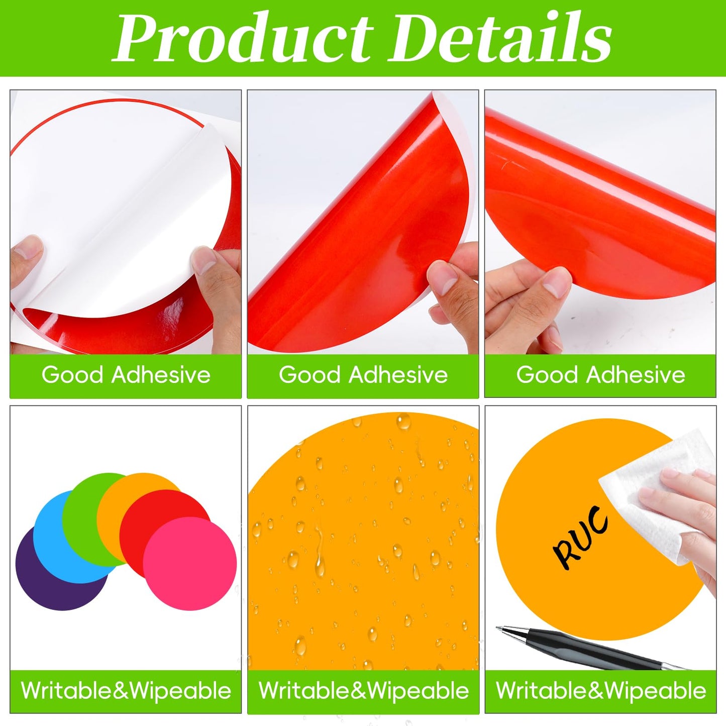 Thealke 30 Pieces Dry Erase Dots for Classroom Tables, 6 Inch Self Adhesive Vinyl Line Up Stickers Floor Spots, Dry Erase Circles Dots for School Classroom Teachers Students Desk & Table