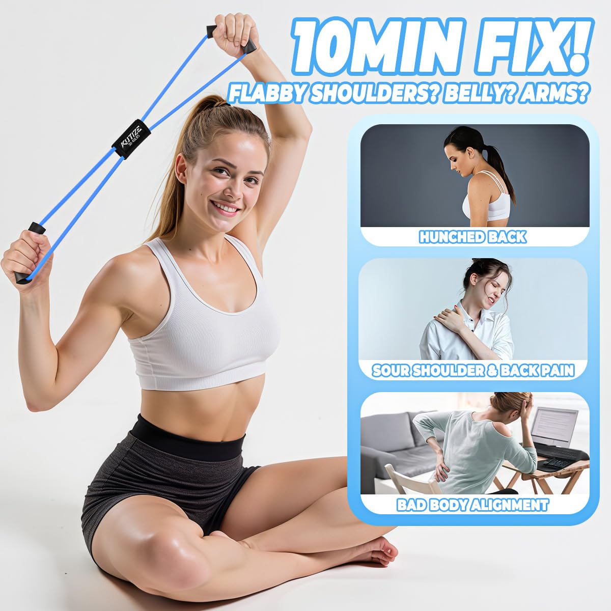 KUTIZE Figure 8 Resistance Bands with Handles, 8 Shaped Resistance Bands for Women Men, Exercise Bands for Arm, Chest, Shoulder & Back Workout, Home Gym Equipment for Yoga, Pilates, Physical Therapy