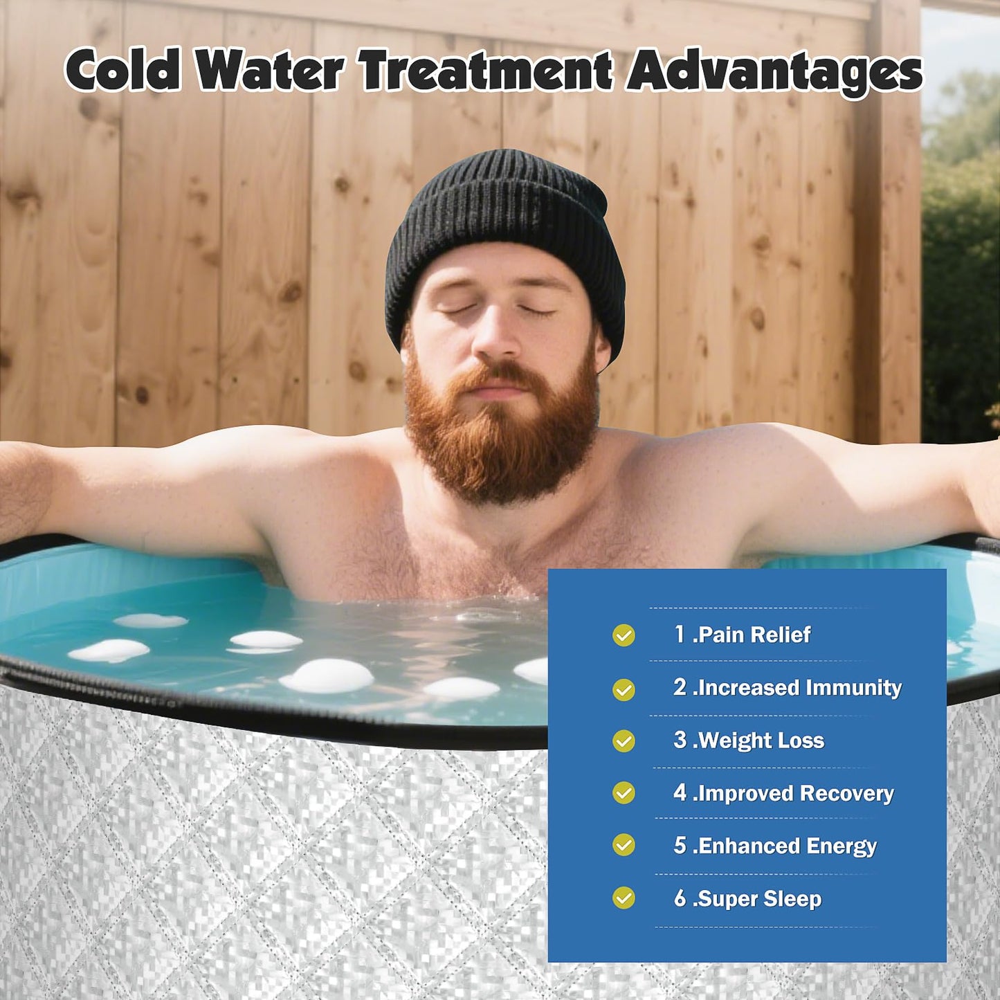 Ice Bath Tub Cover, 3 Layers Insulation and Silver UV Heat Reflective Cold Plunge Tub Cover with 2pcs Long Straps, Zip Up All Weather Protection, 32.5''D x 30.5''H