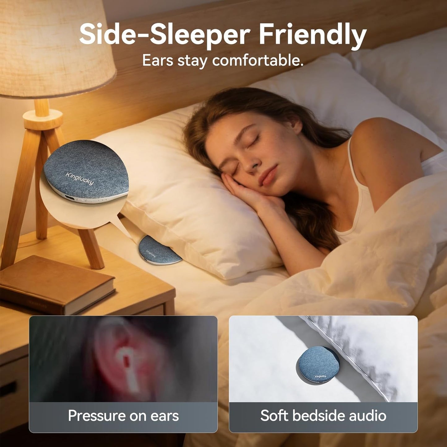 X50 Kinglucky Pillow Speaker for Sleeping, Mini Bluetooth Speaker Under Pillow with Built-in Pink Noise White Noise