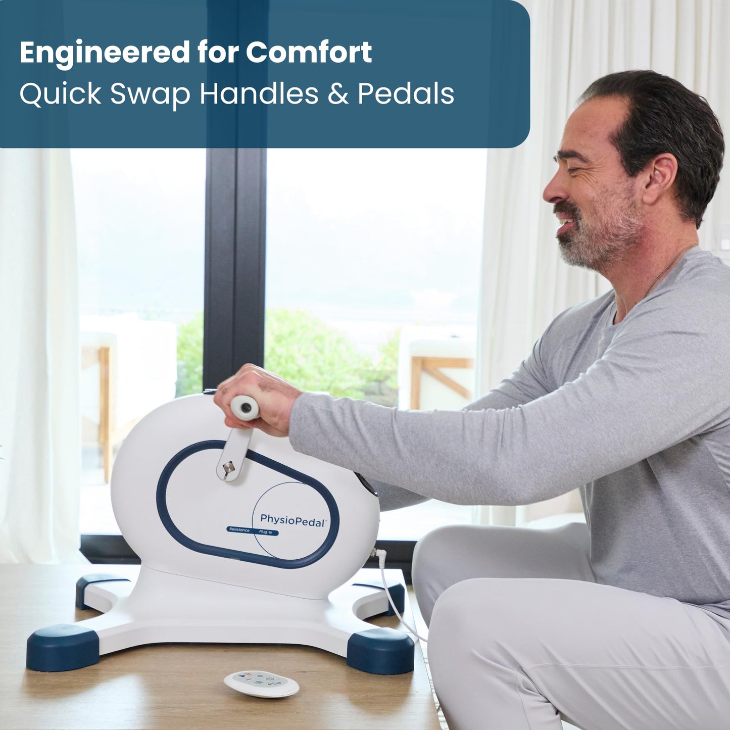 Nobol PhysioPedal® Motorized Under Desk Exercise Bike for Seniors & Adults – Electric Pedal Exerciser with Remote, Adjustable Speeds & Resistance, LED Display, Portable Seated Leg & Arm Pedaler